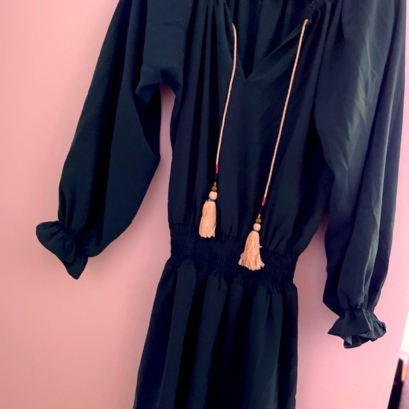 Chic Dark Green Long Sleeve Dress bohemian romper - Picture 2 of 16